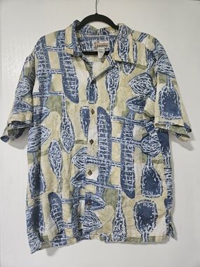 Patagonia Pataloha Hawaiian Shirt Mens XL Organic Cotton Abstract Print Blue